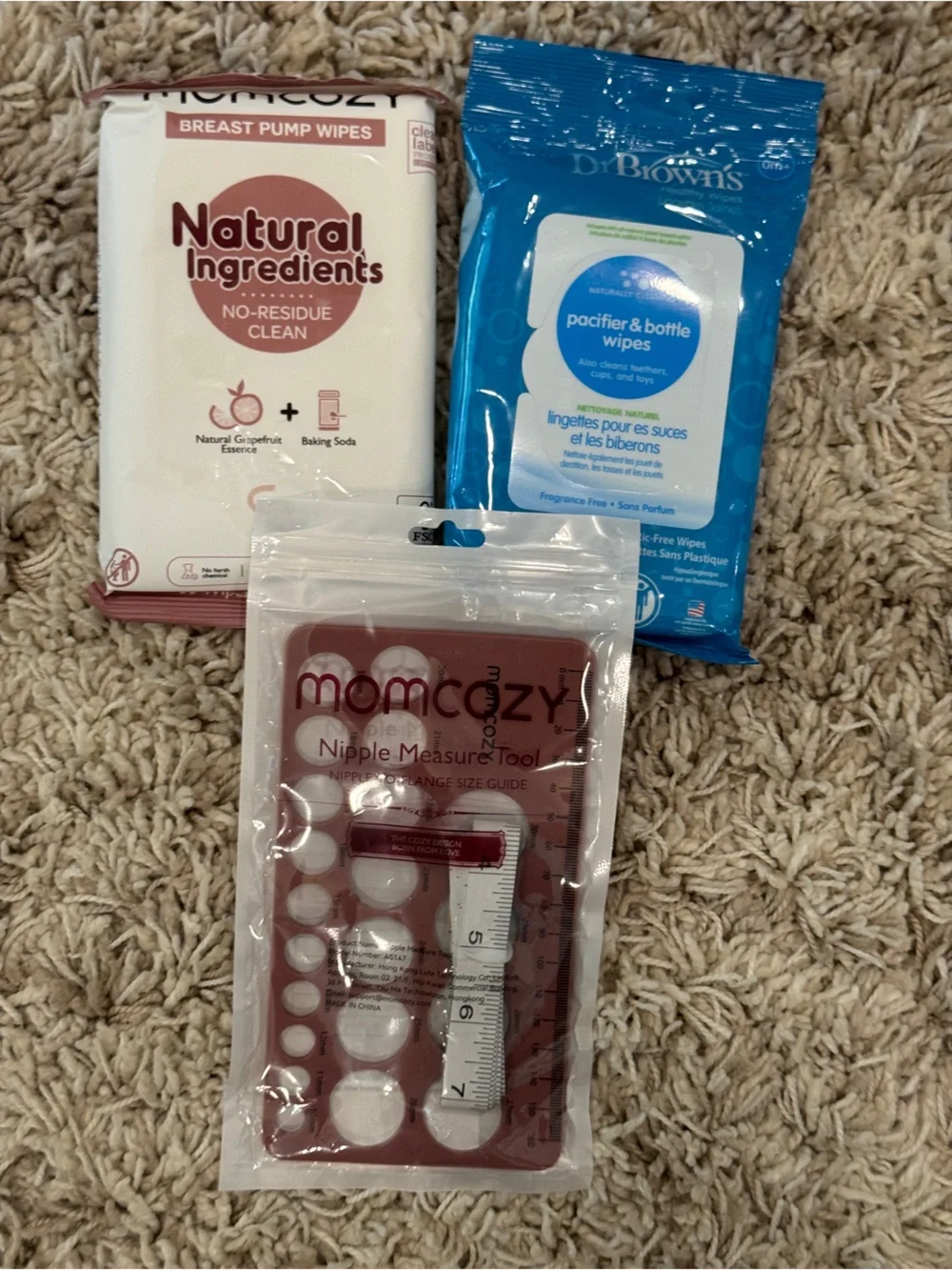 New Baby bundle: NIB/P milestone cards, wipes, flange size kit, and EUC teethers